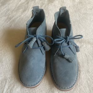 Hush Puppies Suede Cyra Catelyn Boots Size 6 Light Blue Booties Bohemian Preppy